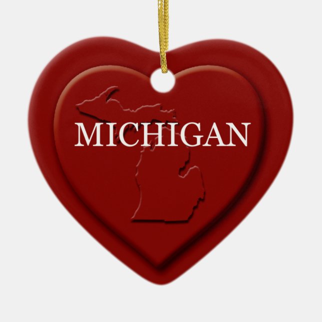 Michigan Heart Map Christmas Ornament (Front)