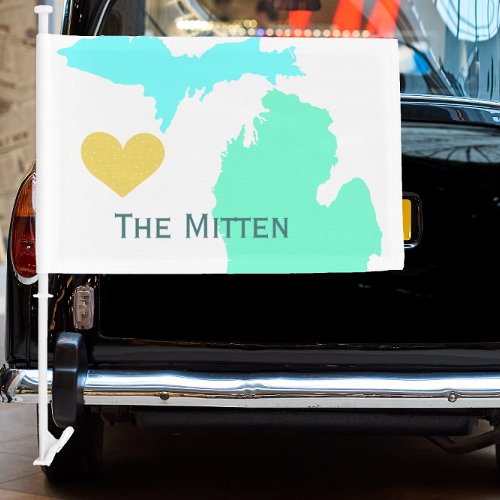 Michigan Heart the Mitten Car Flag