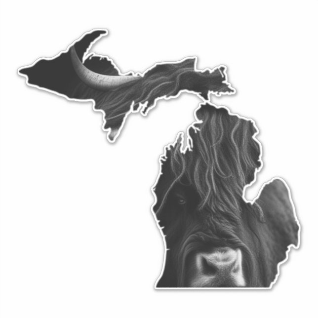 Michigan Highland Cow Sticker (Front)