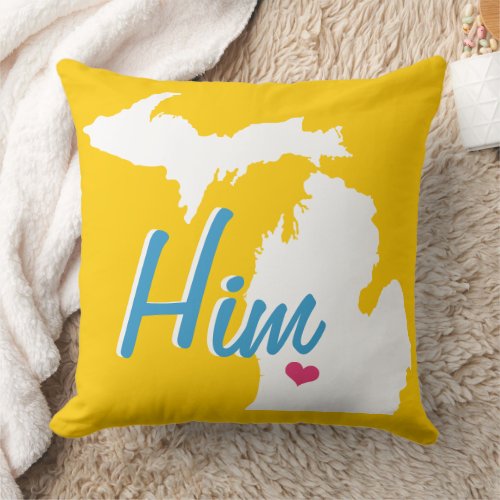 Michigan Him State Grooms Any Color Pillow