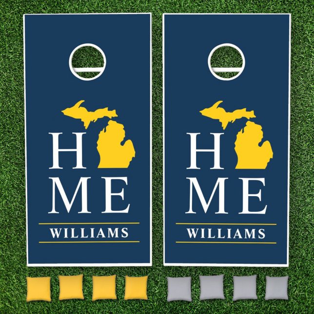 Michigan Home Blue and Maize Family Name Cornhole Set (Creator Uploaded)