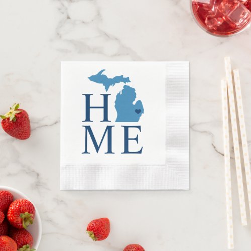 Michigan Home Blue and Navy Custom City Heart Napkins