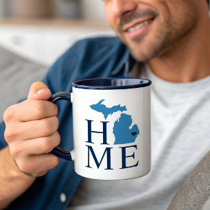Michigan Home Blue and Navy State Heart Mug