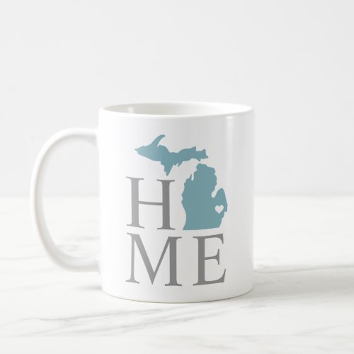 Michigan Home Blue Gray Custom City Heart Coffee Mug