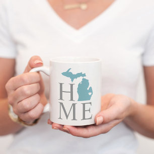 Michigan Home Blue Gray State Heart Coffee Mug