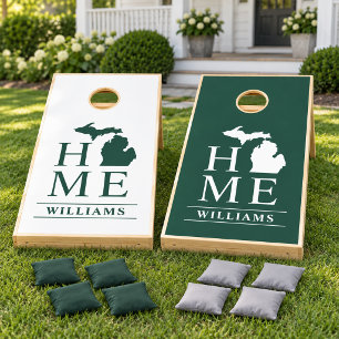 Michigan Home Green and White Two Tone Cornhole Set