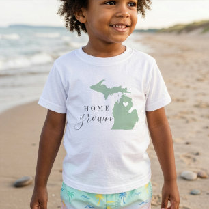 Michigan Home Grown Editable Colors State Map Baby T-Shirt