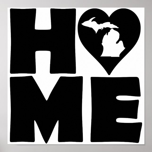 Michigan Home Heart State Poster Sign (Front)
