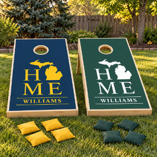 Michigan Home House Divided Blue Maize Green Cornhole Set
