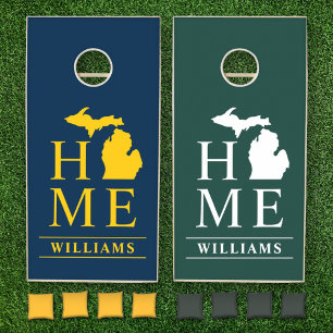 Michigan Home House Divided Blue Maize Green Cornhole Set