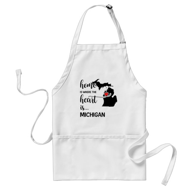 Michigan home is where the heart is adult apron (Front)