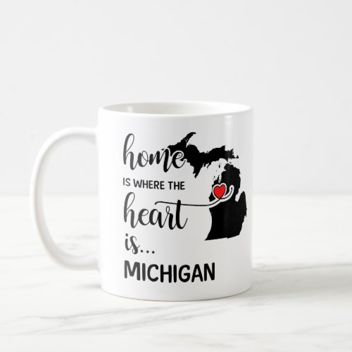 Michigan home is where the heart is coffee mug