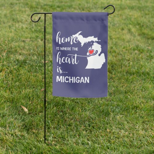 Michigan home is where the heart is garden flag
