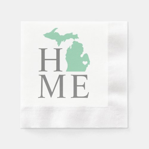 Michigan Home Mint Green Custom City Heart Napkins