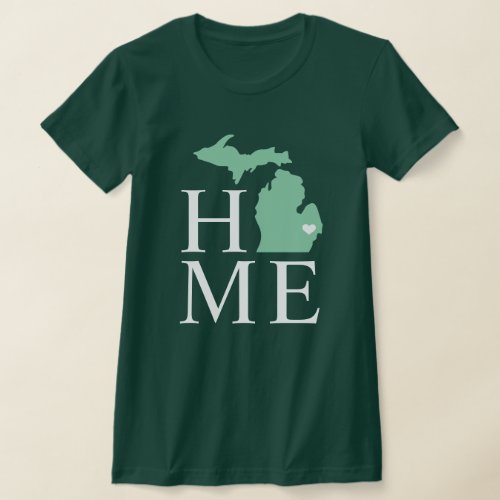 Michigan Home Mint Green Custom City Heart T_Shirt