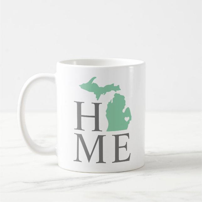 Michigan Home Mint Green State Heart Coffee Mug (Left)
