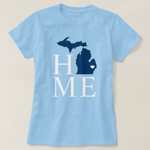 Michigan Home Navy Blue Custom Heart City Marker T_Shirt