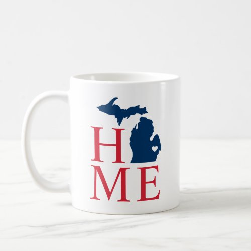 Michigan Home Red White Blue Custom City Heart Coffee Mug