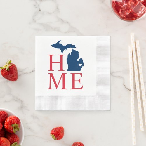 Michigan Home Red White Blue Custom City Heart Napkins