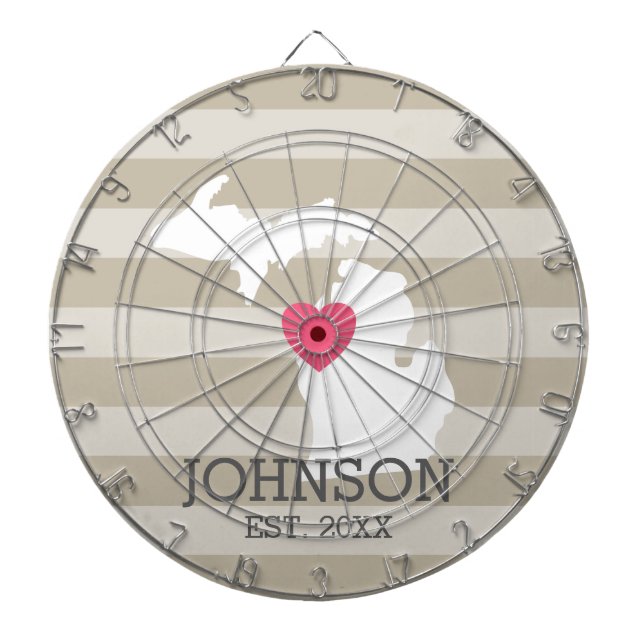 Michigan Home State City Map - Custom Wedding Dart Board (Front)
