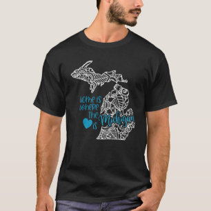 Michigan Home State Mi Mandala Map Usa America Us  T-Shirt