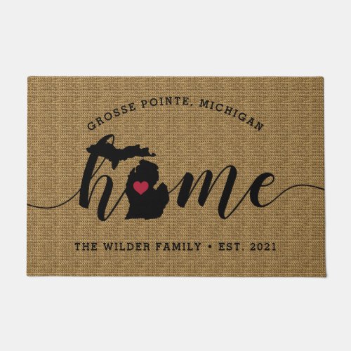 Michigan Home State Personalized Doormat