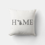 Michigan Home State Shaped Letter Gray Word Art Throw Pillow at Zazzle