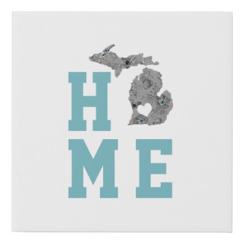 Michigan Home With Gray Blue Poppy Print  Heart