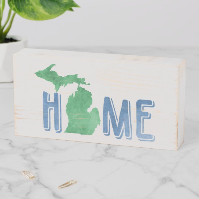 Michigan Home Wooden Box Sign (In Situ Horizontal)