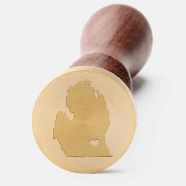 Michigan Illustration With Heart Wax Seal Stamp (Front)