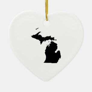 Michigan in Black and White Ceramic Ornament