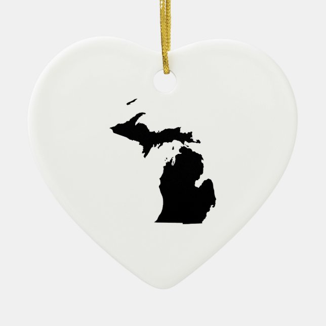 Michigan in Black and White Ceramic Ornament (Front)