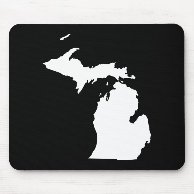 Michigan in White and Black Mouse Pad (Front)