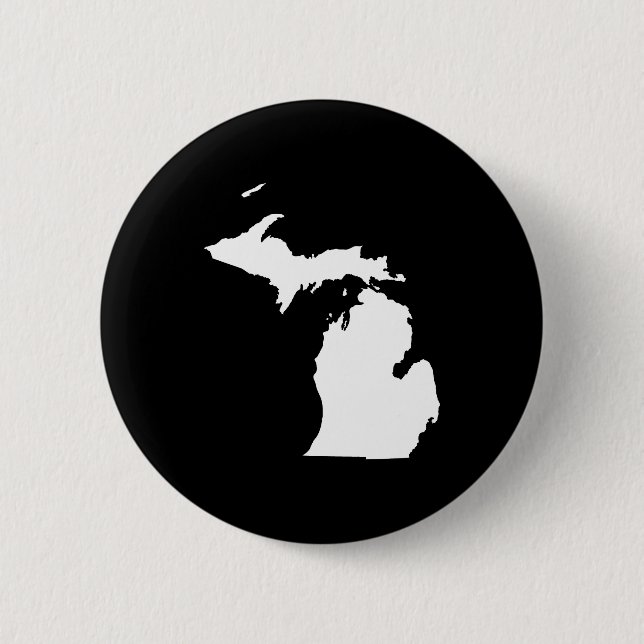 Michigan in White and Black Pinback Button (Front)