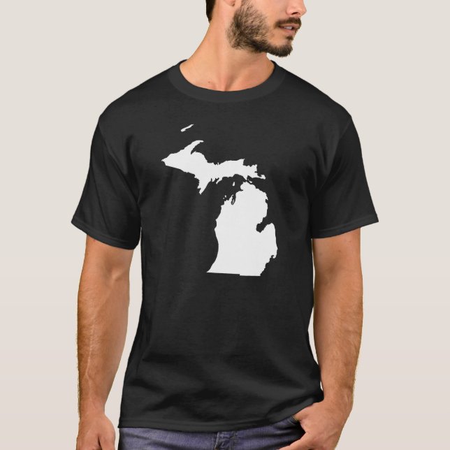 Michigan in White and Black T-Shirt (Front)