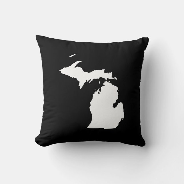 Michigan in White and Black Throw Pillow (Front)