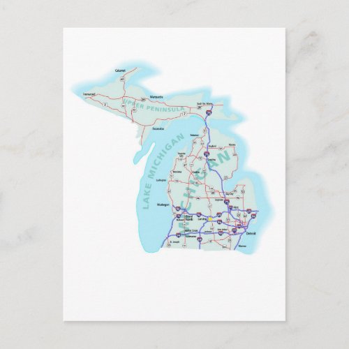 Michigan Interstate Map Postcard