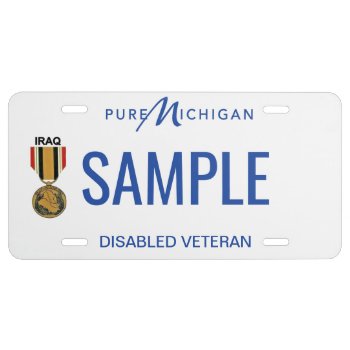 Michigan Iraq Disabled Vet License Plate by StargazerDesigns at Zazzle