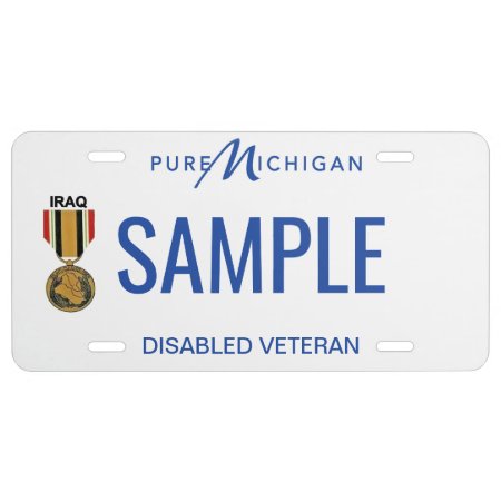 Michigan Iraq Disabled Vet License Plate