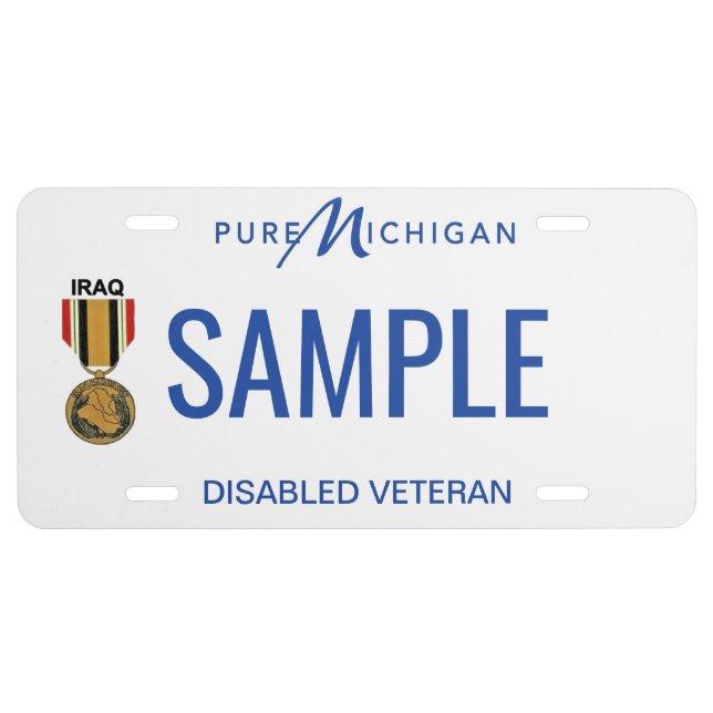 Michigan Iraq Disabled Vet License Plate (Front)