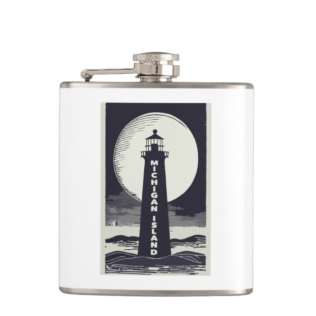 Michigan Island Lighthouse Moon Flask (Front)