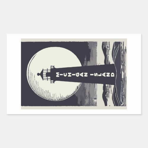 Michigan Island Lighthouse Moon Rectangular Sticker