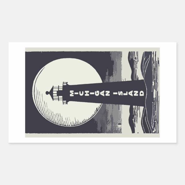 Michigan Island Lighthouse Moon Rectangular Sticker (Front)