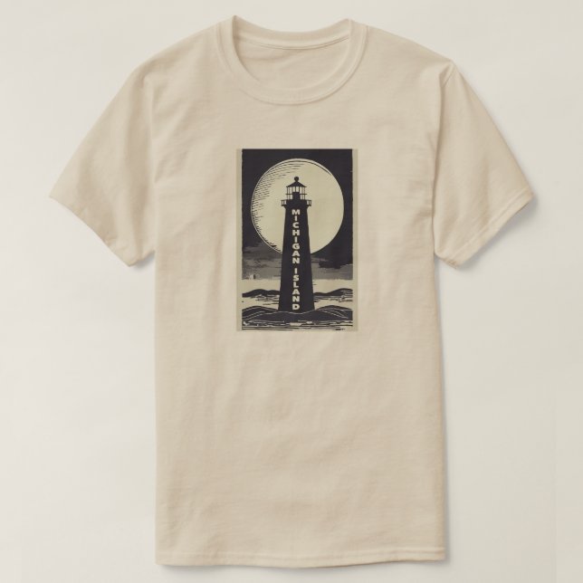 Michigan Island Lighthouse Moon T-Shirt (Design Front)