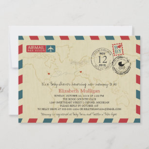 MICHIGAN / ITALY Airmail Baby Shower Invitation
