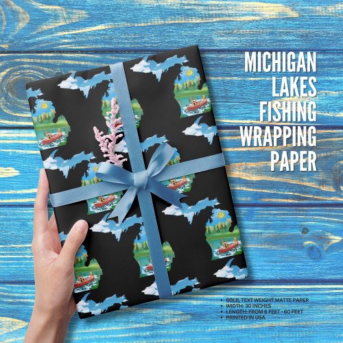 Michigan Lakes Fishing Wrapping Paper