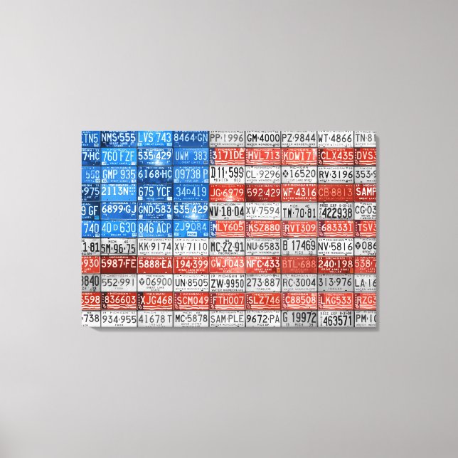 Michigan License Plate Flag of USA Wrapped Canvas Print (Front)
