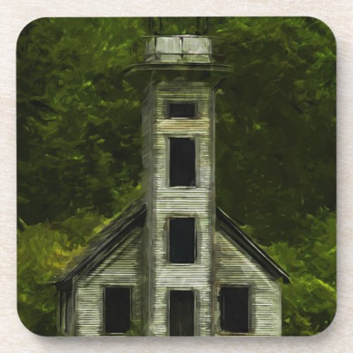 Michigan Lighthouse Abstract Impressionism Beverage Coaster