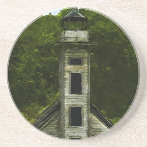 Michigan Lighthouse Abstract Impressionism Coaster