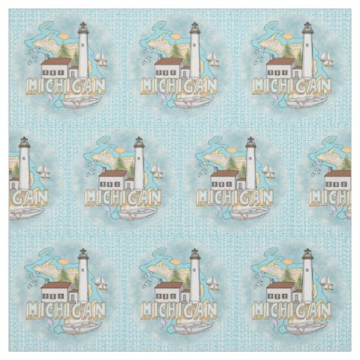 Michigan Lighthouse Fabric